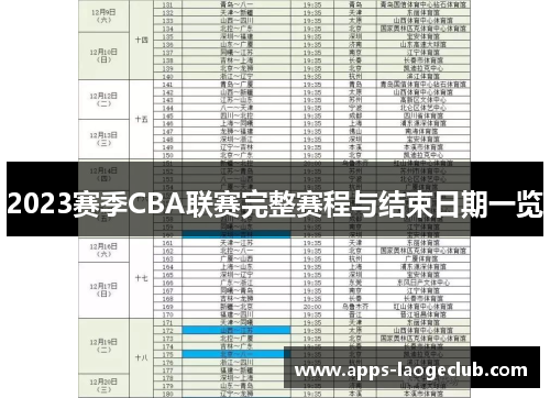 2023赛季CBA联赛完整赛程与结束日期一览