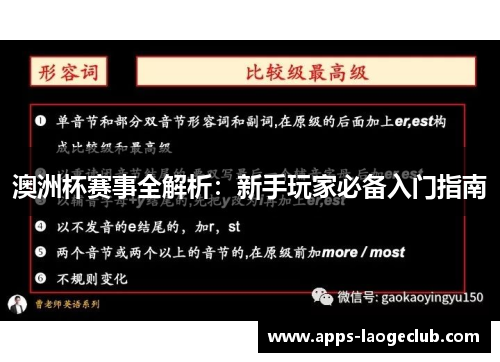 澳洲杯赛事全解析:新手玩家必备入门指南 澳洲杯赛事全解析:新手玩家必备入门指南